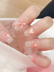 Short Nail Patch New Year Finished Product High-End Sensation Wearable Nail Art Glue Stick on Nails False Nails Tips Enhance Beauty