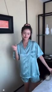 Piyama Sutra Untuk Wanita / Piyama Sutra Yang Nyaman Dan Mewah / Celana Pendek Lengan Pendek N20