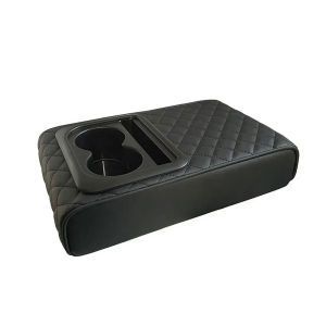 Car Armrest Box Cushion Auto Center Console Armrest Cushion With 2 Cup Holder PU Leather Armrest Pad Portable Car Amrest Pillow