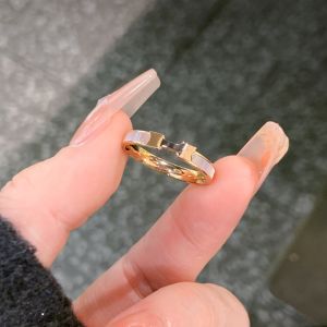 H Letter Mother of Pearl Ring S925 Sterling Silver Luxury Simple Rose Gold Color Ring High Quality Non Fading Fashion Jewelry