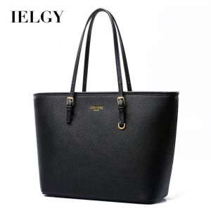 กระเป๋ากระเป๋าเรโทรผู้หญิงความจุมาก IELGY สีดำ