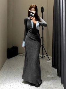 Y6Y | Grey Long Sleeve Bodycon Dress For Spring and Autumn Elegance
