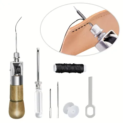 7pcs Sewing Kit for Leather Repair DIY Handcraft & Furniture. Professional Needles Easy to Use for Precise Stitching.