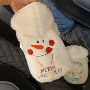 Warm Furry Snowman Coat for Dogs Pet Clothes Teddy Bichon Hair White Hoodie Jacket Autumn Winter Pet Clothing Casual Style
