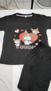 Baju Kaos Setelan Anak Perempuan Karakter Kartun Motif Kuromi Lucu Usia 1 - 10 Tahun - DTF