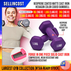 SellinCost FitExperte 1pc 1kg-5kg Ladies Neoprene Dumbbell Matt Coated Dumbell Matte Dumb Bell Women Color Aerobic Fitness Yoga Zumba Dumbell Weight Lifting Besi Angkat Berat Alatan Angkat Berat CVM