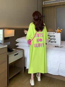 ชุดเดรสแขนสั้นทรงหลวมสำหรับผู้หญิงไซส์ใหญ่ ทรงเอวสูง ทรงหลวม ความยาวครึ่งแข้ง ฤดูร้อน 2025 ใหม่ เสื้อผ้าทำงานสไตล์เกาหลี