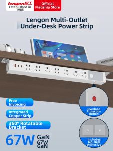 lengon | Desk Underneath PDU Power Strip Fast USB Charging