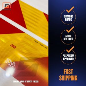 Red Yellow Lorry Sticker /sticker lorry / sticker puspakom / 3M reflective sticker/diamond grade / 3M reflector sticker