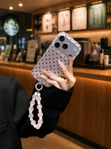YOUSIDUN | IMD Shockproof Polka Dot Burgundy Phone Case with Strap and Lens Protection
