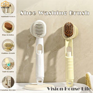 Vision Multifunctional Shoe Brush with Soap Dispenser Household Cleaning Brush for Footwear Multipurpose Integrated Liquid Dispenser Cleaning Brush Long Handle Brush with Liquid Dispenser