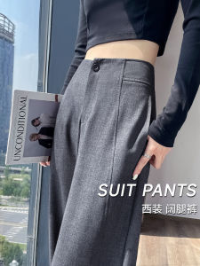Gray Suit Pants Womens High Waist Straight Leg Narrow Version Banana Wide Leg Pants Spring Autumn New Style Commute Korean Style
