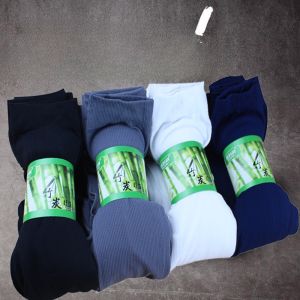 Large Size Bamboo Charcoal Fiber Sports Socks Mens Anti-Odor Thin Short Mid-Calf Black White Long Socks for All Seasons