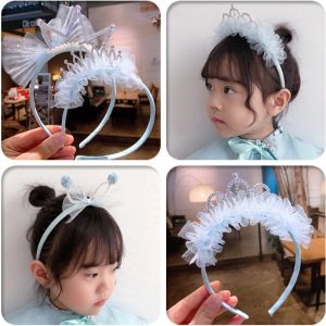 Childrens Hair Band｜Blue Ice and Snow Lace Headband｜Lovely Princess Crown Headdress