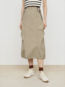 URLAZH | Cool Hiking Style Workwear Loose Elastic Waist A-Line Long Skirt