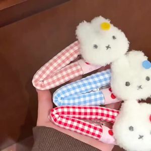Miffy | Kẹp Tóc Hình Thỏ Miffy Dễ Thương Họa Tiết Kẻ Caro Phụ Kiện Thời Trang Dành Cho Nữ Và Bé Gái Kiểu Tóc Mái Lệch Có Tùy Chọn 1 Cái/3 Cái.