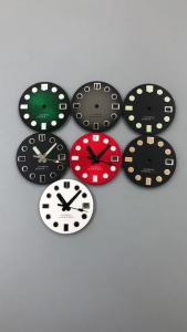 Watch Dial Hand Set 29mm Gradient Black Gray Green Red White Dial With C3 Green Luminous Fit NH35 Movements