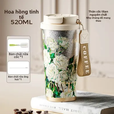 CHICU TOM | Bình Giữ Nhiệt Titanium Có Ống Hút