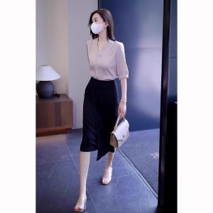 Elegant Stylish French Design Slimming Summer Shirt Set