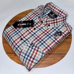 Kemeja Pria Manaw V-Neck Motif Kotak-Kotak dengan Kerah Klasik Bahan Katun Casual - Ukuran M/L/XL