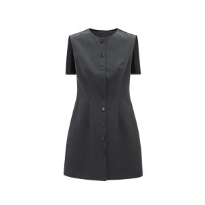 Elegant Naval Collar Vest Dress Womens Hollow out Design Waist Cinched Dress Spring Summer Casual X-Shape Silhouette Dress