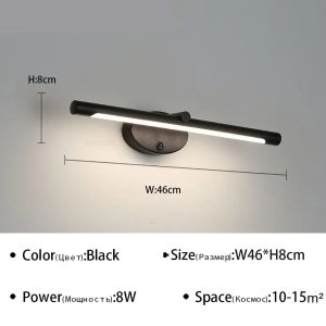 Đèn LED Hiện Đại Đèn Tường Trong Nhà Công Tắc Cảm Ứng Gương Phòng Tắm Ánh Sáng Tối Giản Phòng Ngủ Phòng Tắm Chiếu Sáng Tự Chứa Sconce Sắt