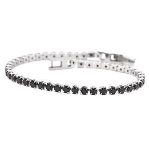 Stainless Steel Tennis Bracelet Adjustable Bracelet Black Zircon Bracelet for Women
