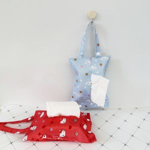 Adorable Cartoon Fabric Waterproof Tissue Cover Hanging Storage Box Bag Creative Car Home Paper Towel Packaging Box