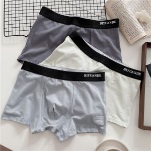 Comfortable Breathable Pure Cotton Mens Boxer Shorts mid Waist Large Size Simple Black Underwear for Students And Youth