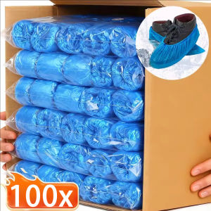 100pcs Shoe Cover / Disposable Waterproof PE Foot Covers / Rain Mud-proof Shoe Cover One Size Fits Most