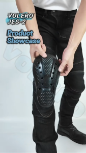 VOLERO J2 Womens Retro Black Motorcycle Jeans Slim Fit Simple Flap Pockets Pants with CE2 Armor