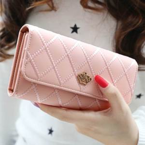 2025 New Crown Design Ladies Long Wallet Korean Style Student Handbag Popular Eagle Brand Soft PU Leather Functional Bag