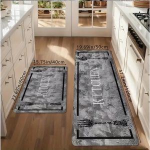 VIKAMA 1/2pcs Vintage Kitchen Carpet Non-Slip Easy Cleaning Dining Room Floor Mat Bedroom Corridor Carpet Home Decoration