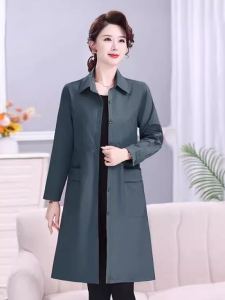 Fashionable Youthful Windbreaker Jacket Womens Loose Slimming Long Thin Coat Spring Autumn New Style Button Pocket Polyester