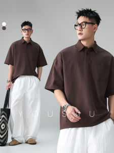 Solid Color Pocket Polo Shirt Men Loose Fit