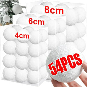 🎄🎅54PCS White Foam Christmas Balls for Xmas Tree Hanging Ball Ornaments Pendants for Wedding New Year Party Home Decor Supplies