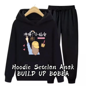 SETELAN SWEATER HOODIE ANAK BONEKA BUILD UP BOBBA USIA 4-13 TAHUN
