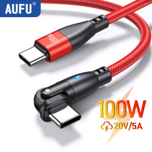 AUFU 100W/60W Type C To USB C Cable For iPhone 16 5A Fast Charging Cable For Xiaomi Oneplus Realme 180 Degree Type-C Date Cord