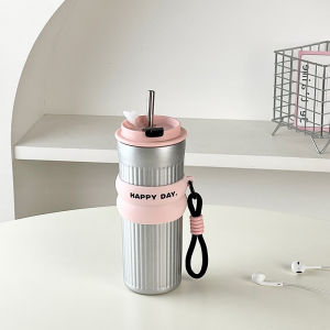 Insulated Cup with Straw Dual Drinking Mode Portable