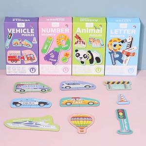 Magnetic Number Alphabet Animal Vehicle Puzzles for kids. Preschool Education Toys. Fridge Magnet. Christmas Gift.