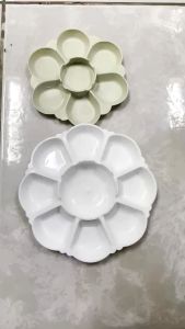 จานสีพลาสติก จานผสมสี สีน้ำ สีโปสเตอร์ สีอะคลิลิค Color Palette รูปดอกไม้ แพ็ค 2 ชิ้น