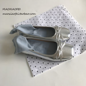 Blue Square Head Ballet Butterfly Knot Flat Mary Jane Shoes Lazy Persons Silver Mary Janes Fashionable Casual Flats for Young Women