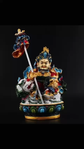 The statue of the God of Wealth the Tibetan God of Wealth财宝天王佛像神像藏传多闻天王护法财神树脂彩绘小佛像吉祥摆件