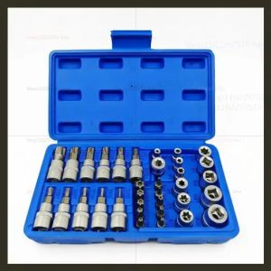 Professional 34pcs Torx Bit Socket Set E-Torx Star Bits Drive Handheld Tools with Storage Case for Automotive Repair and DIY