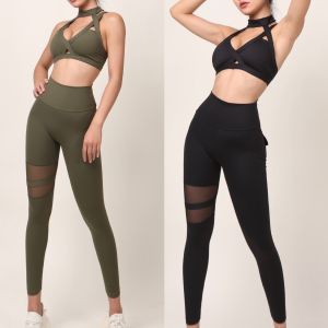 เสื้อชั้นในกีฬาแบบสวมคอแห้งเร็ว เสื้อชั้นในโยคะ กระโปรงสั้น ชุดออกกำลังกาย เสื้อชั้นในเสริมหน้าอก กระโปรงสั้น เอวสูง เซ็กซี่