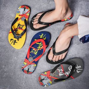 Mens Summer Outdoor Beach Sandals Slippers Thick Bottom Anti-slip Wear-resistant Slip-On Casual Sporty Fashionable Flip Flops