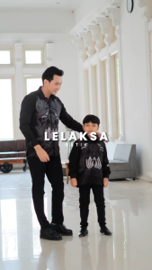 LELAKSA BATIK -  Kemeja Batik Pria Dewasa dan Anak Slimfit Furing Lengan Panjang Warna Hitam - 469 Ishara