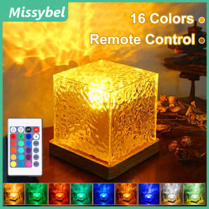 Nước sóng cube năng động ánh sáng và bóng đèn ban đêm tường chiếu led đèn ngủ bầu không khí đèn ban đêm phòng khách và nghiên cứu năng động xoay điều khiển từ xa 16 màu ngọn lửa đèn pha lê