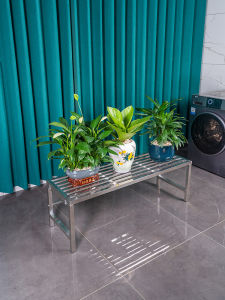 Stainless Steel Outdoor Balcony Flower Stand Rack Single Layer Metal Base Iron Art Plant Pot Holder Thickened Modern Simple Style