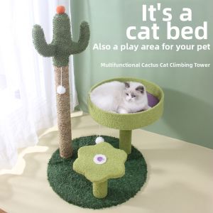 All-in-One Cat Climbing Frame Treehouse Toys with Sisal Post